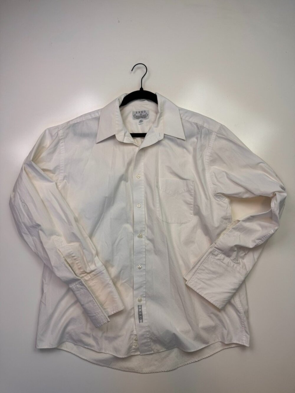 ENRO Men’s White Button-Down Shirt – 16½ 34/35 – 100% Combed Cotton